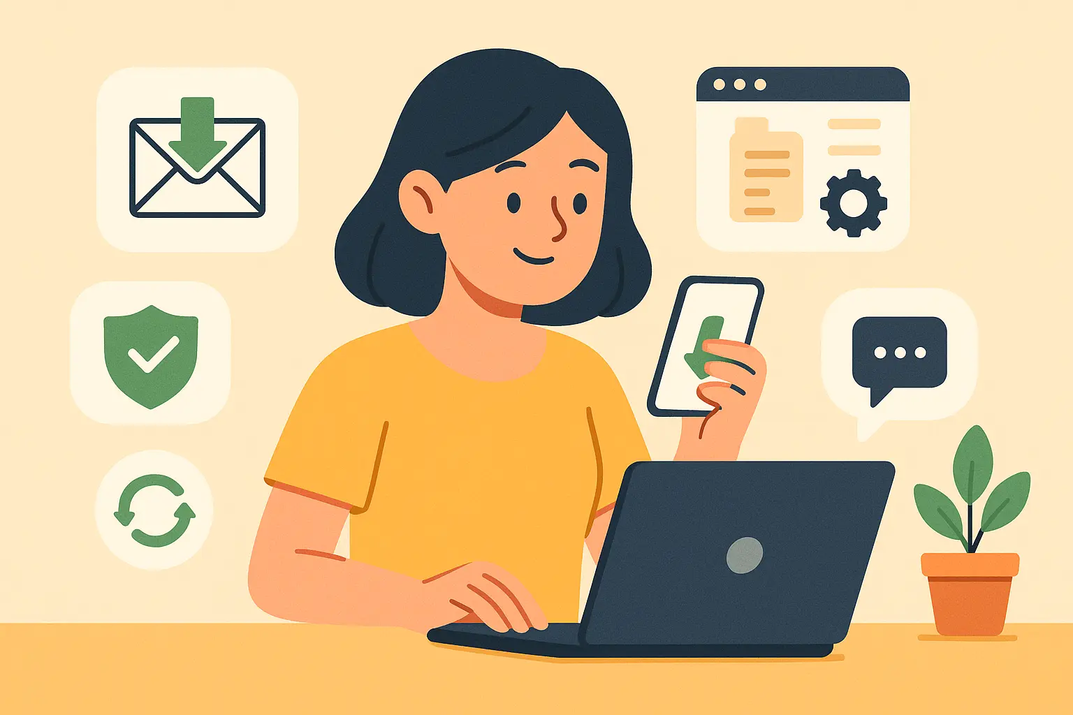 Ilustración de confirmación de compra y acceso instantáneo